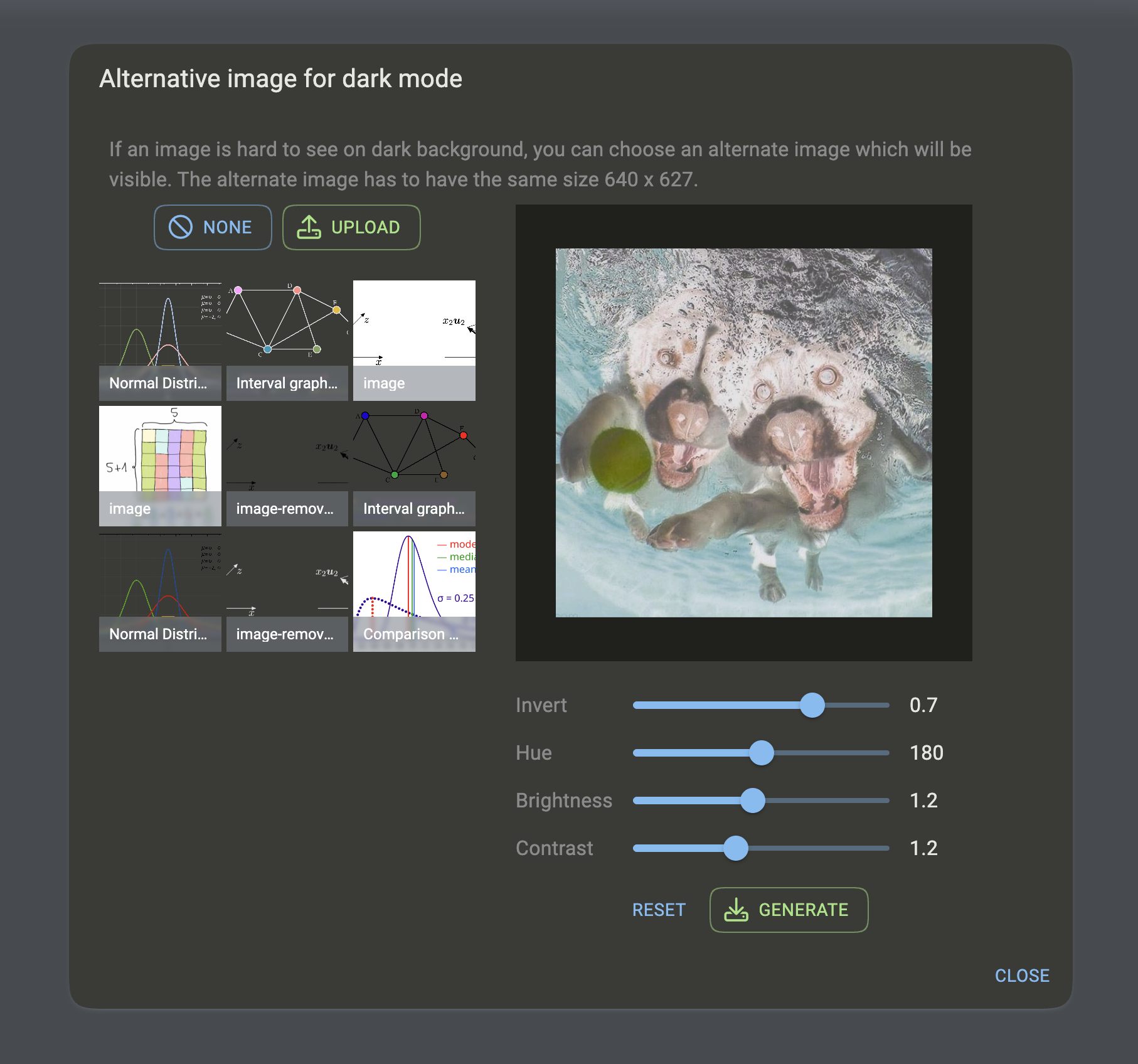 Choice of an alternative image for Dark Mode