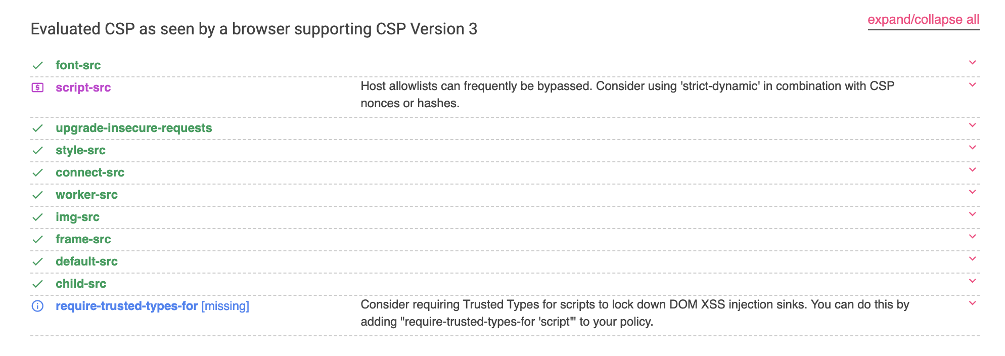 CSP evaluation of OrgPad