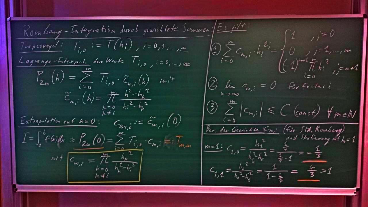 MOSIM-2020-05-20 Tafelbild-1 Romberg-Integration GewichteteSumme 