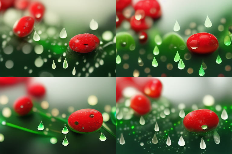 Barus red and green raindrops in dark minimalistic bokeh backgr cb2303b8-83da-43d1-9d7b-3a91906e7b5e