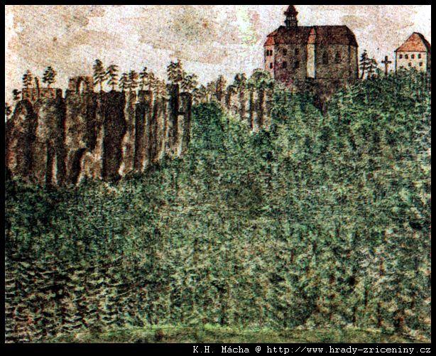 Valdstejn od SV, asi 1835 nebo 1836