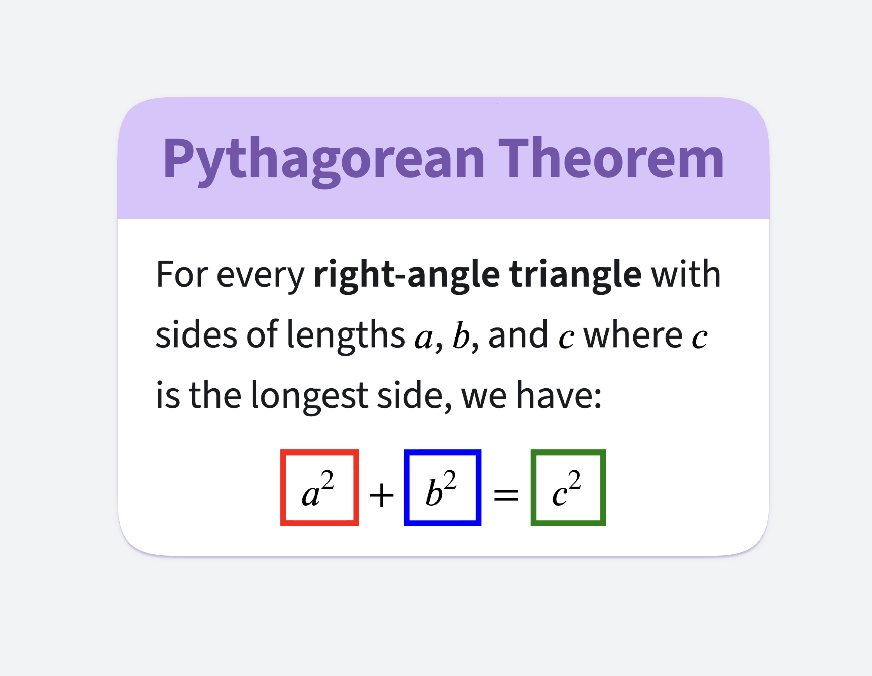 Pythagorean Theorem in light mode, canvas version