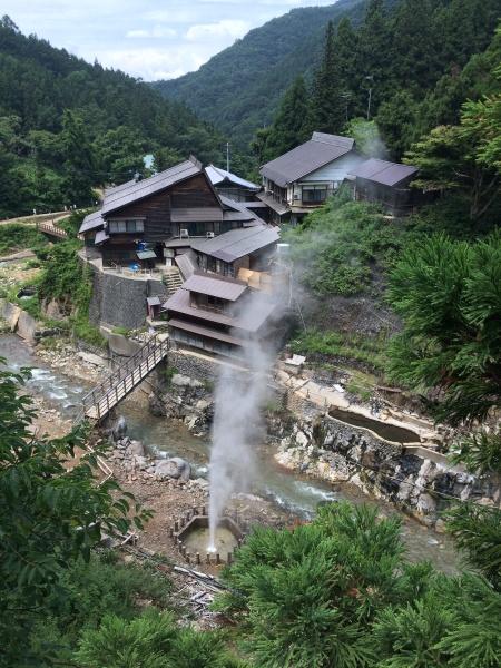 hot spring with house