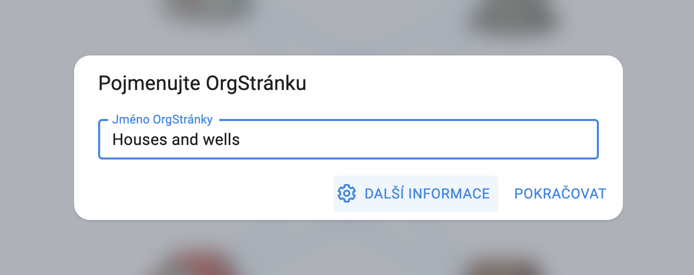 Zkrácené informace pouze s názvem OrgStránky