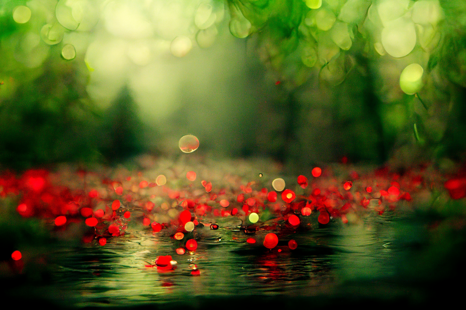 Barus red and green falling waters glowing bokeh very dark simp 0b27061e-c553-456b-872e-1355dc05c576