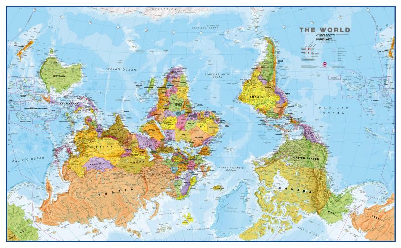 upside-down-world-wall-map-political-without-flags wm00626