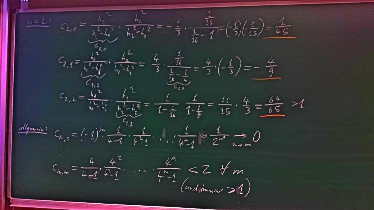 MOSIM-2020-05-20 Tafelbild-2 Romberg-Integration Gewichte 