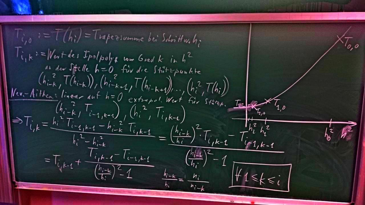 MOSIM-2020-05-14 Tafelbild-5 RombergIntegration RichardsonExtrapolation 