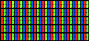 A pixel is created from a red stripe, green stripe and blue stripe.