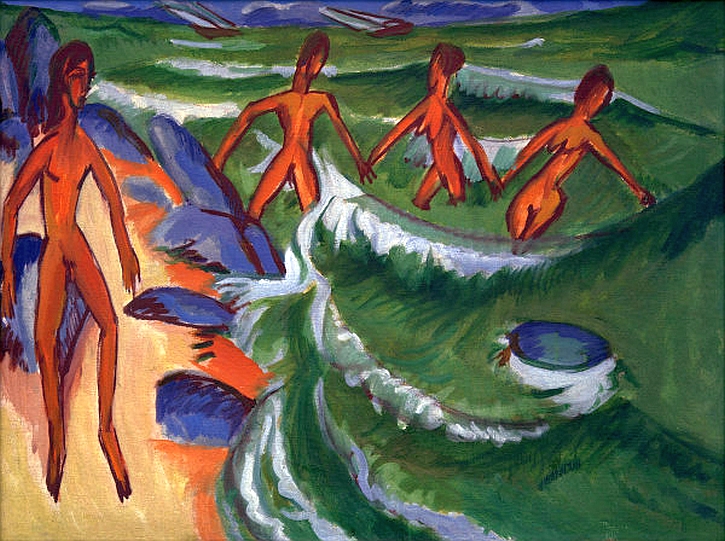 ernst-ludwig-kirchner-bathers-at-the-shore-19131