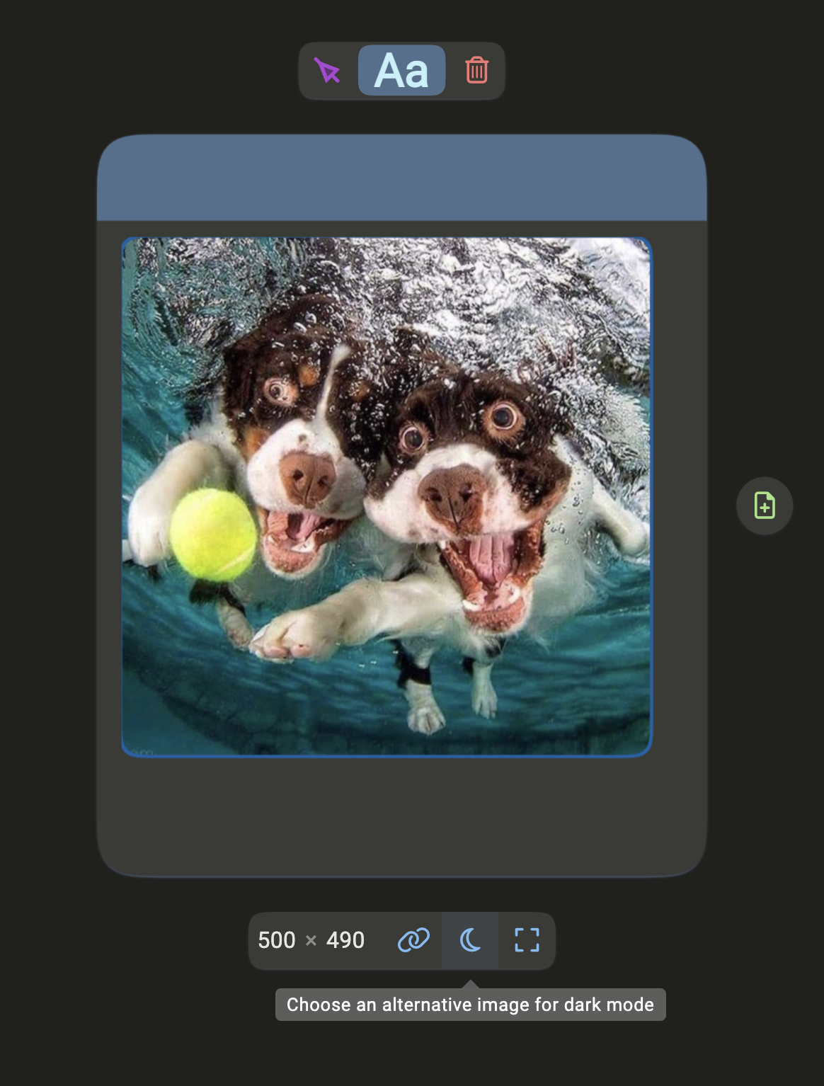 Button for choosing an alternative image