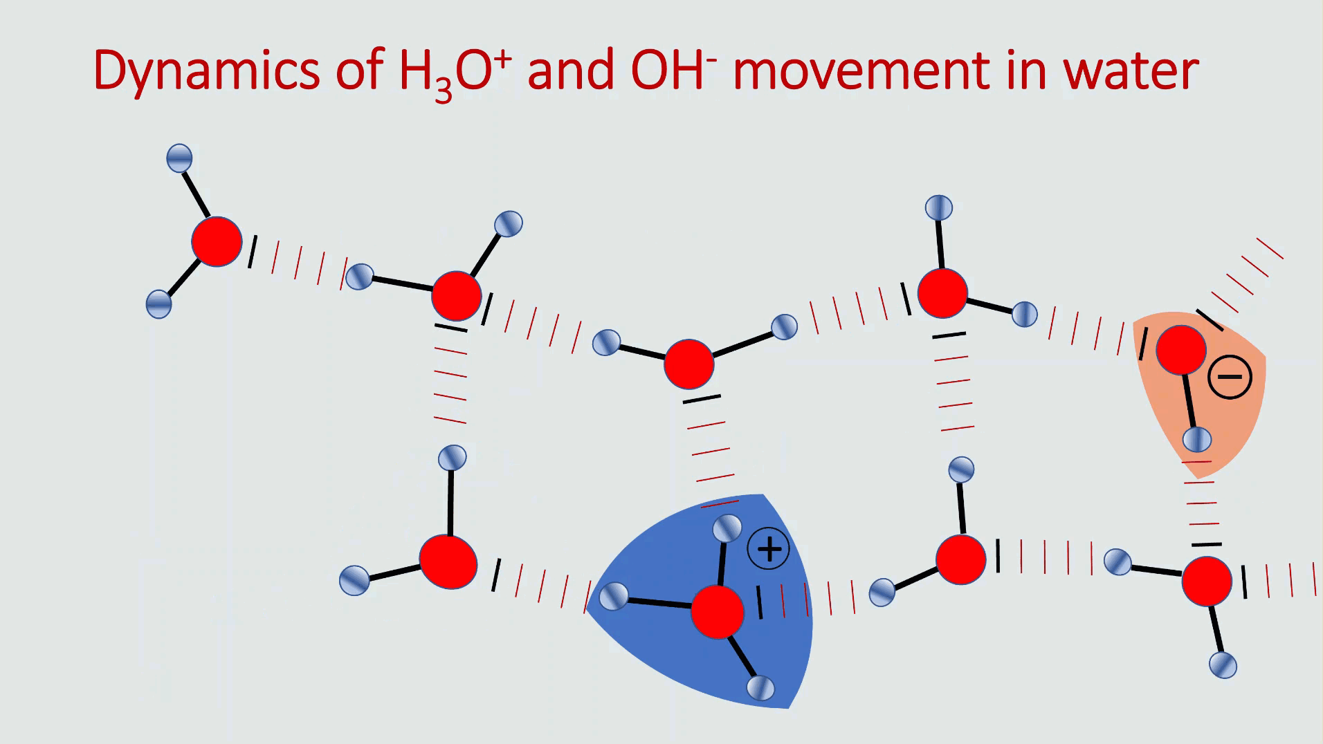 pohyb H3O a OH iontů
