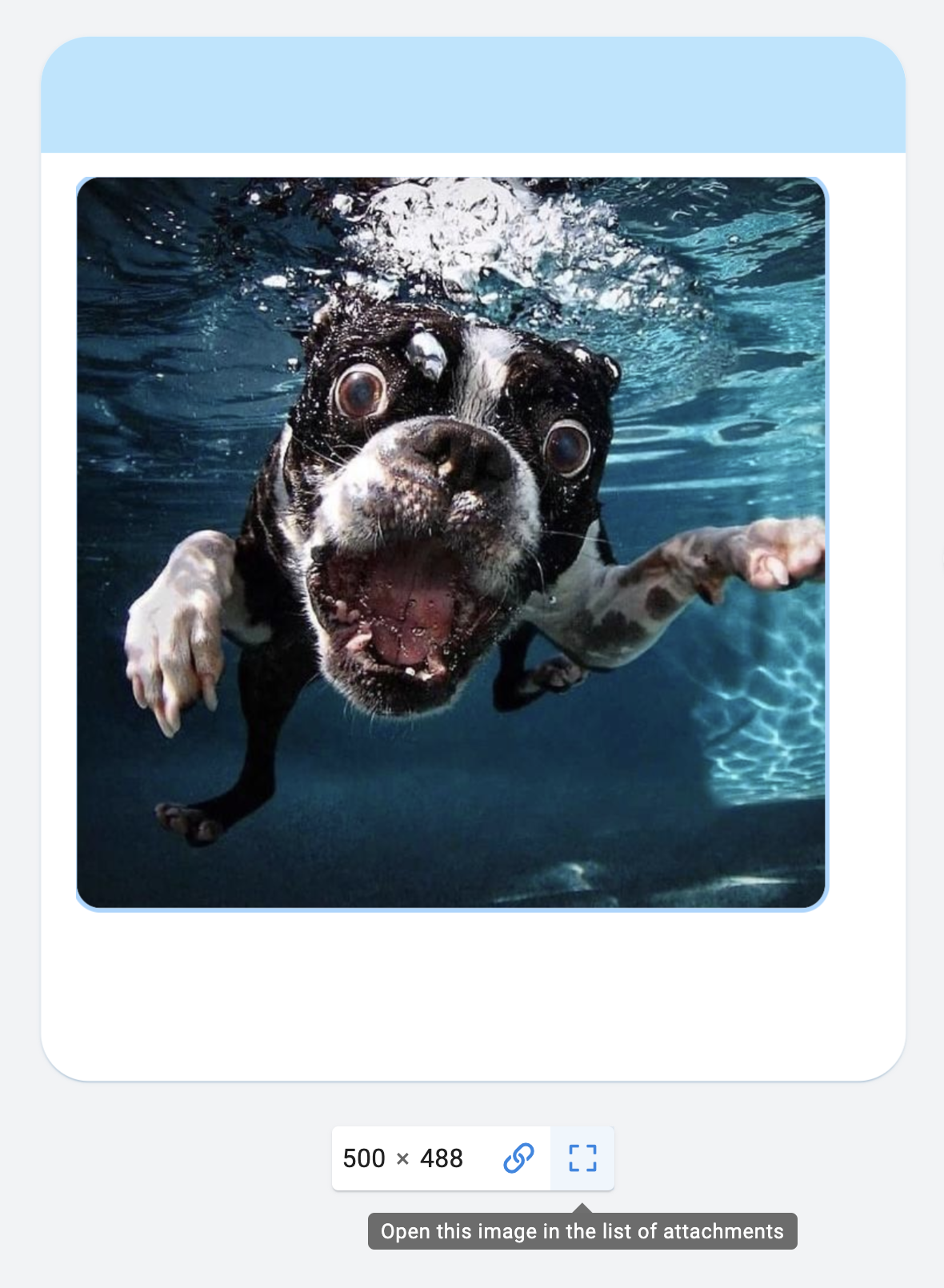 Opening attachment in full screen